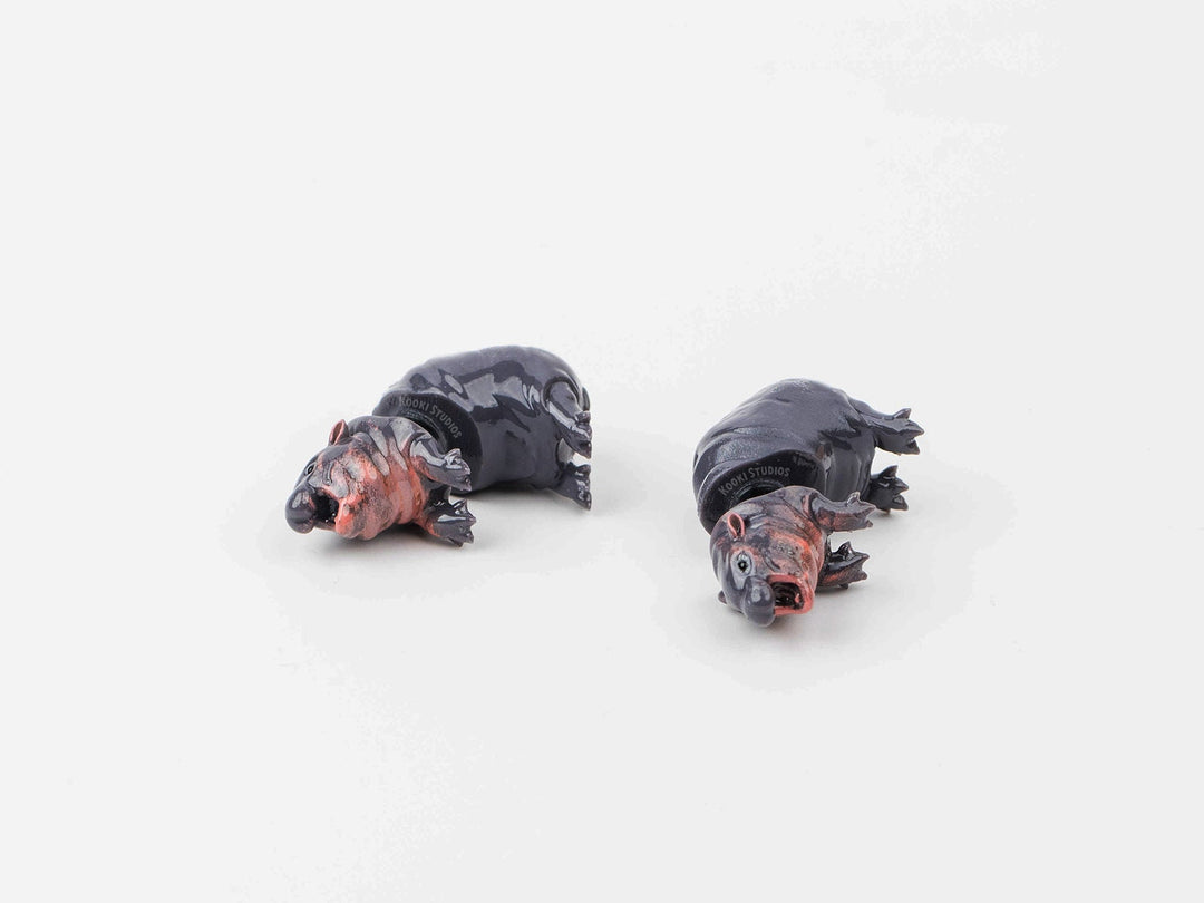 Pygmy Hippo Earrings - Hand Painted, 3D Printed.