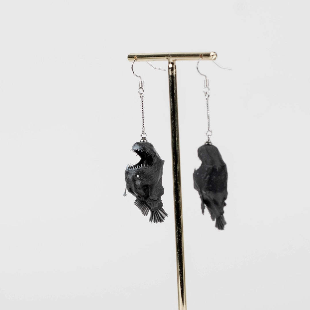 Anglerfish Earrings - Hand Painted, 3D Printed.