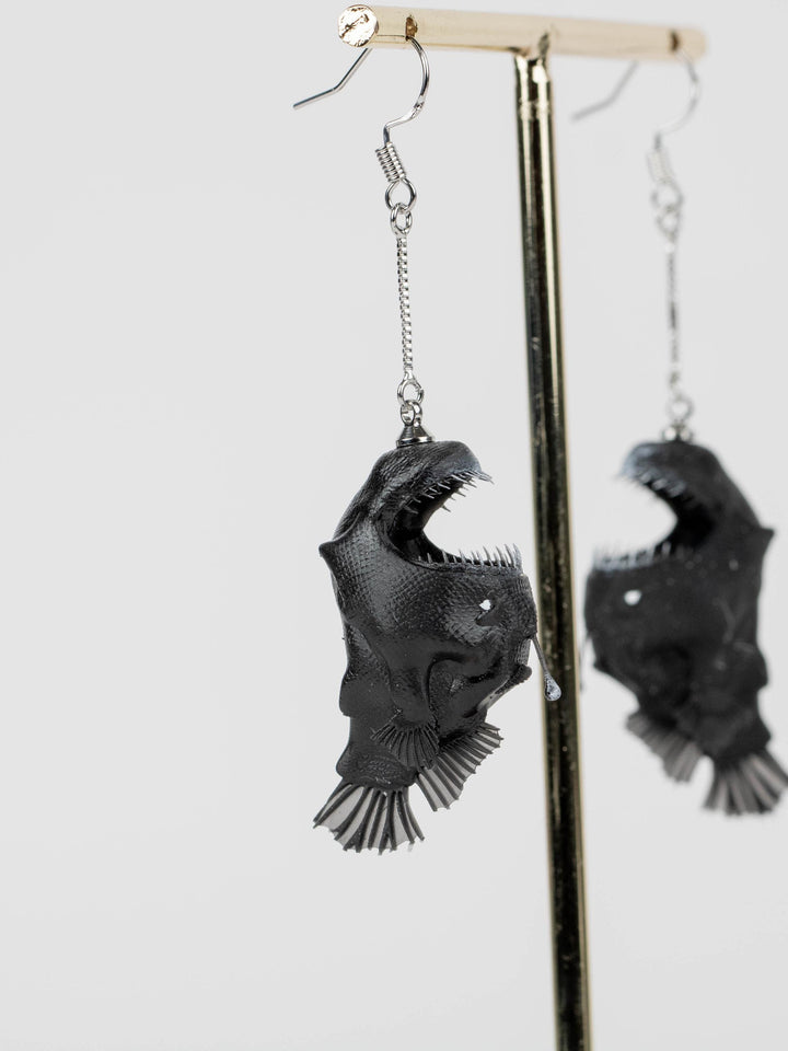 Anglerfish Earrings - Hand Painted, 3D Printed.