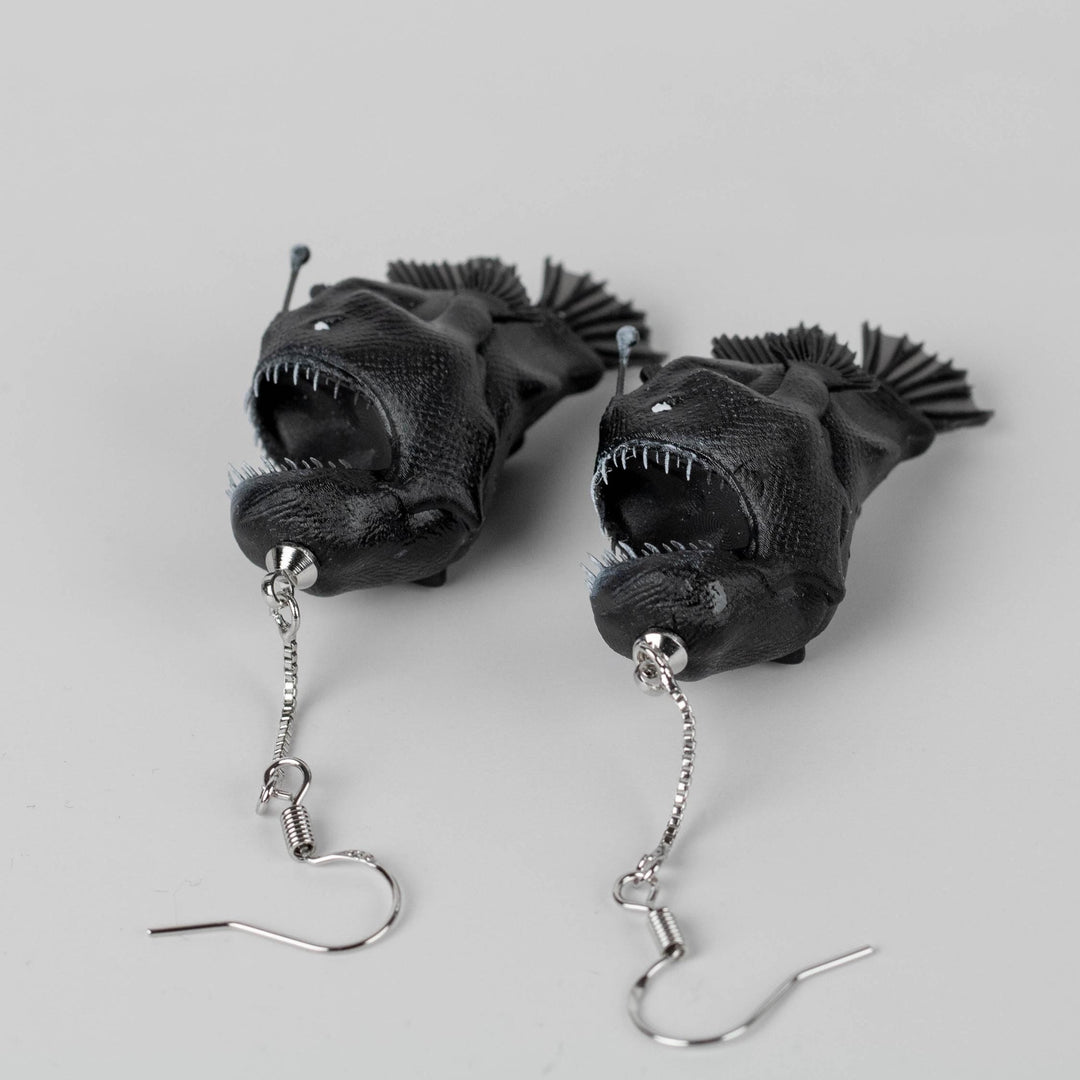 Anglerfish Earrings - Hand Painted, 3D Printed.