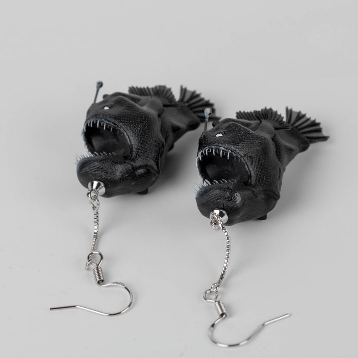 Anglerfish Earrings - Hand Painted, 3D Printed.