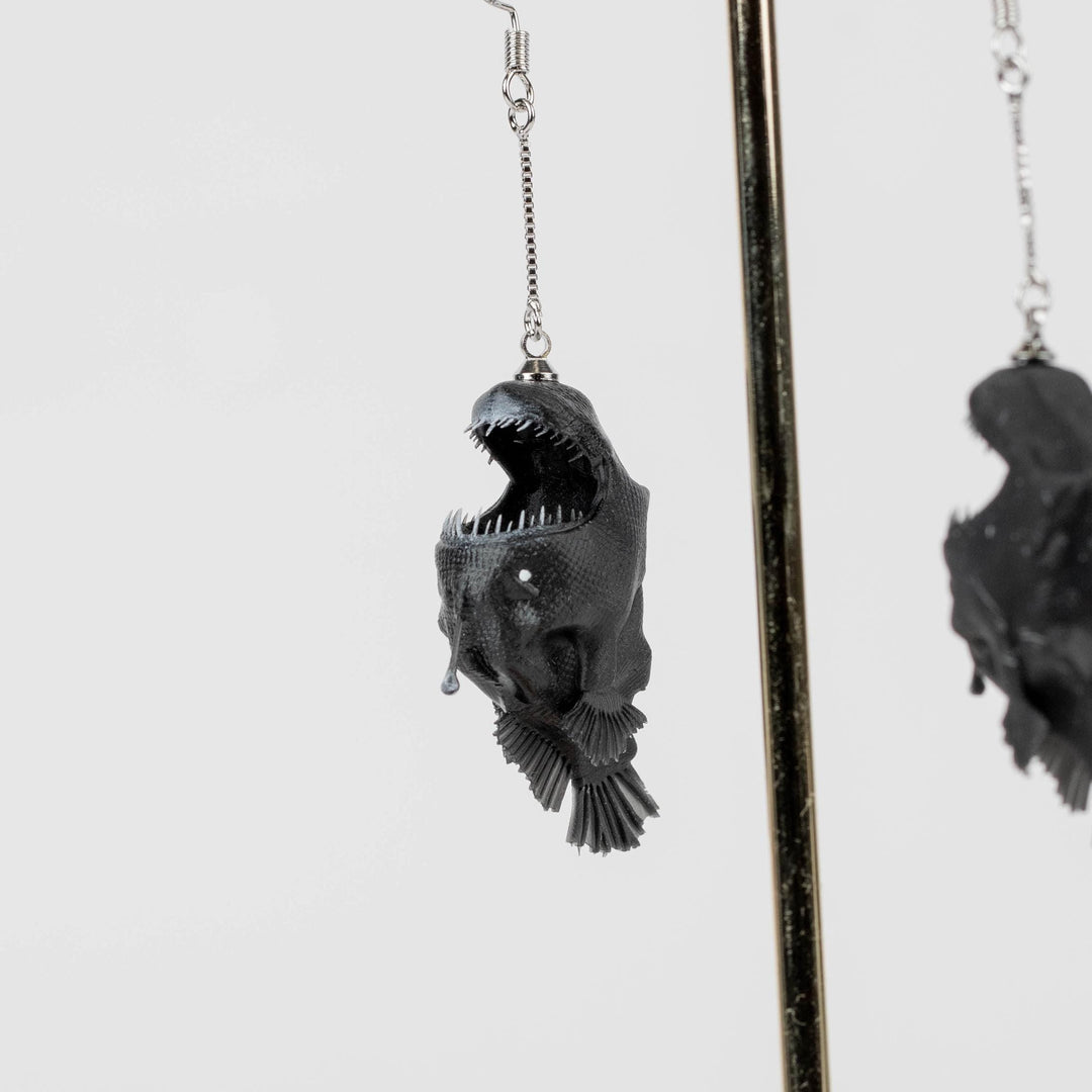 Anglerfish Earrings - Hand Painted, 3D Printed.
