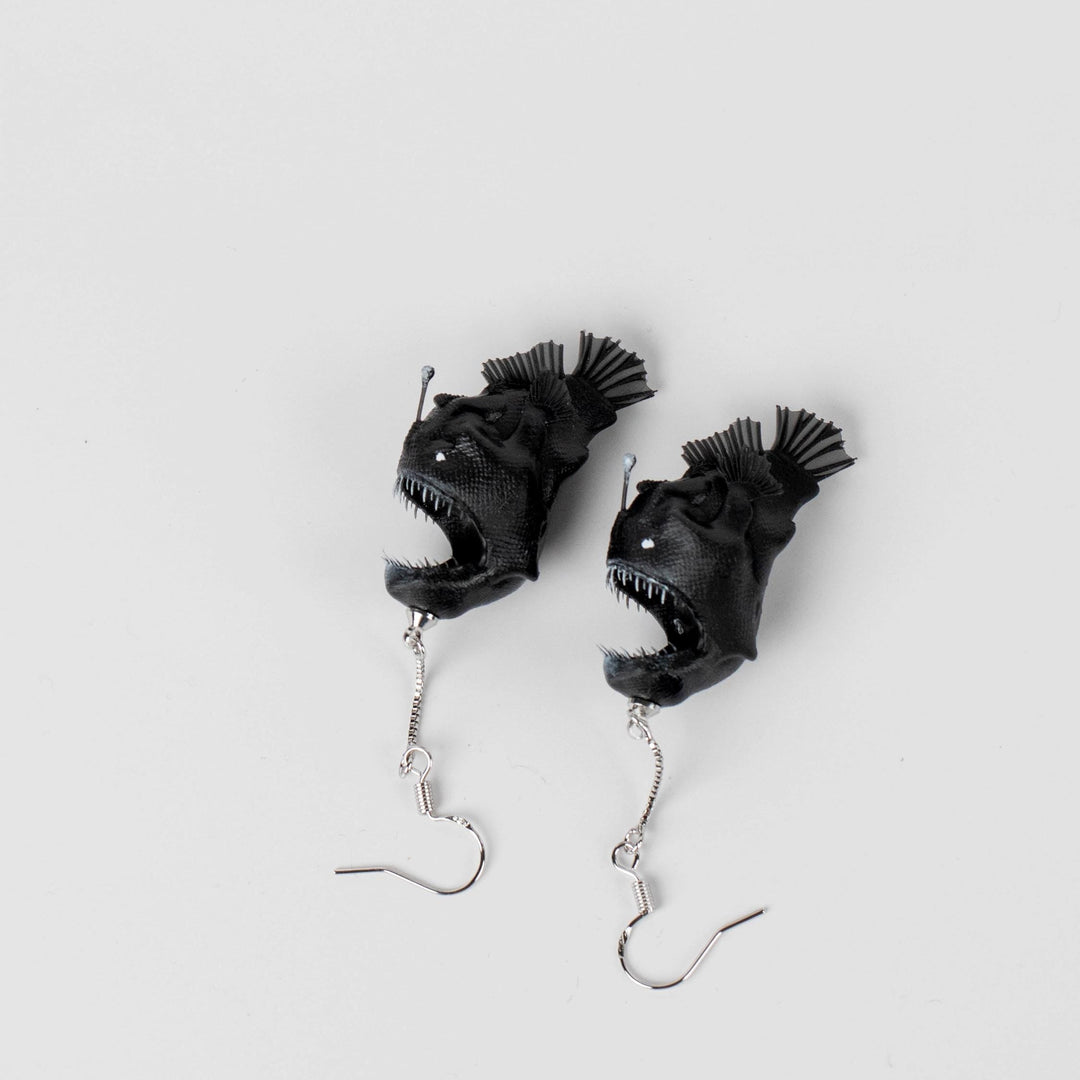 Anglerfish Earrings - Hand Painted, 3D Printed.