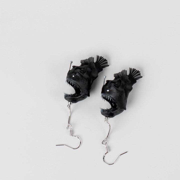 Anglerfish Earrings - Hand Painted, 3D Printed.