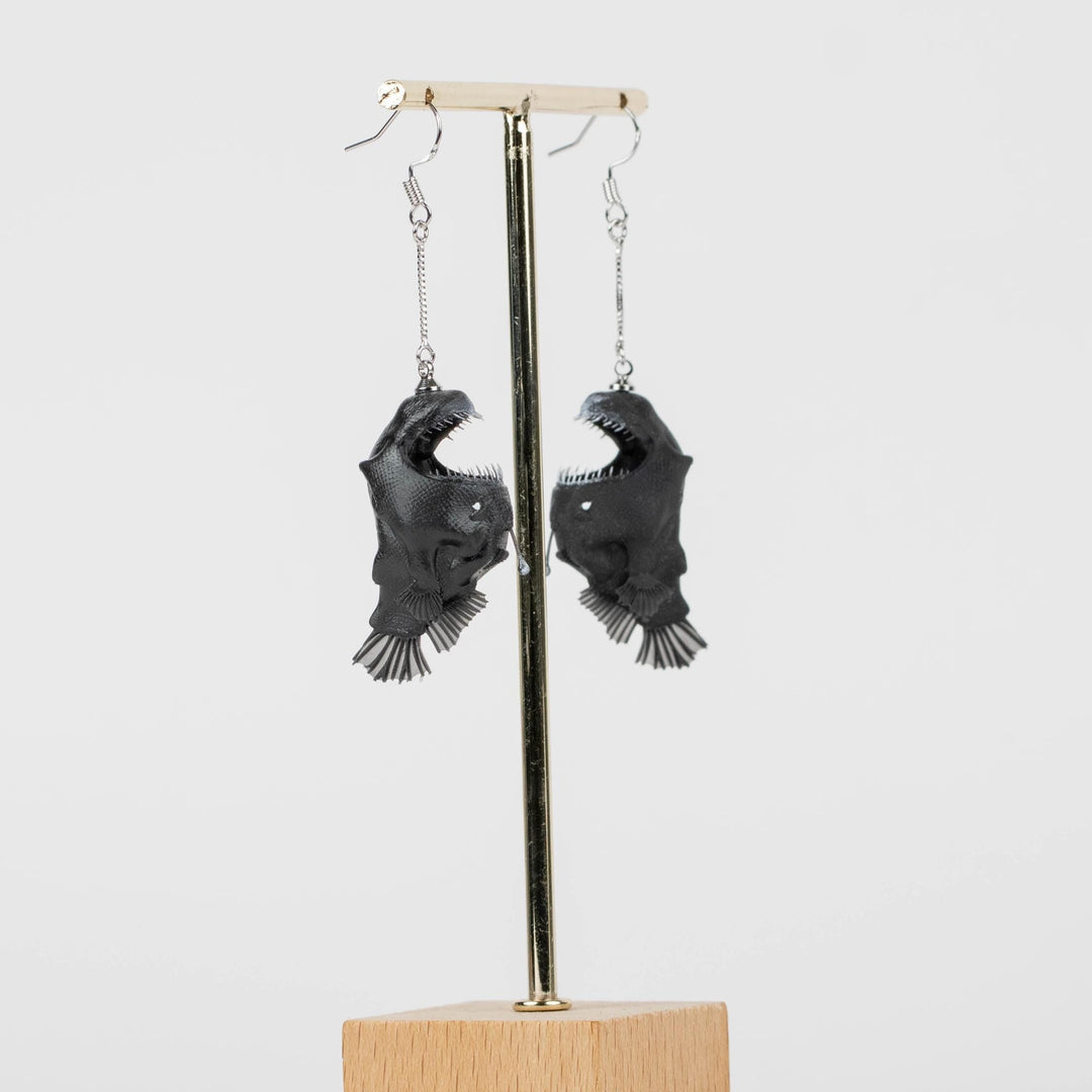 Anglerfish Earrings - Hand Painted, 3D Printed.